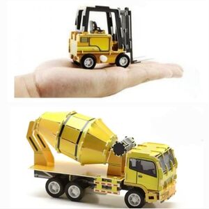 Daiso 3D Wind Up Construction Toy Set with Forklift and Cement Mixer Japan